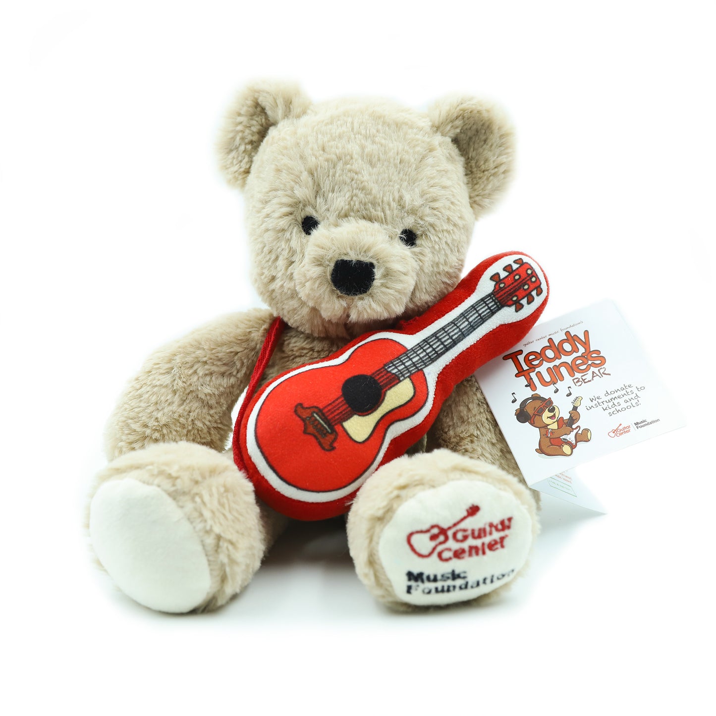 Cream Teddy Bear With Plush Guitar