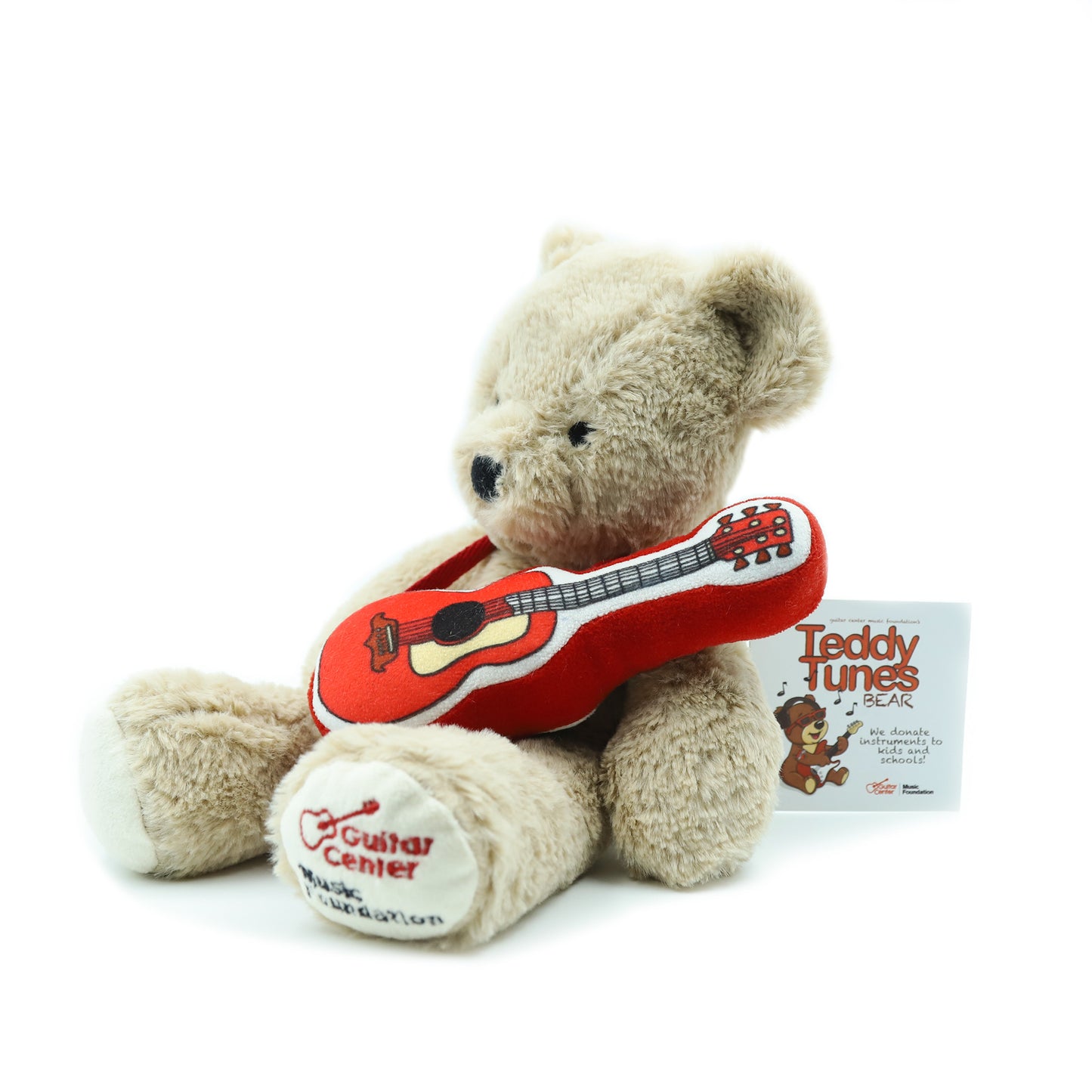 Cream Teddy Bear With Plush Guitar